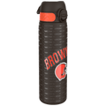 ION8 stainless steel NFL water bottle with Cleveland Browns logo, leak-proof design, 600ml (20oz) capacity, durable sports bottle.