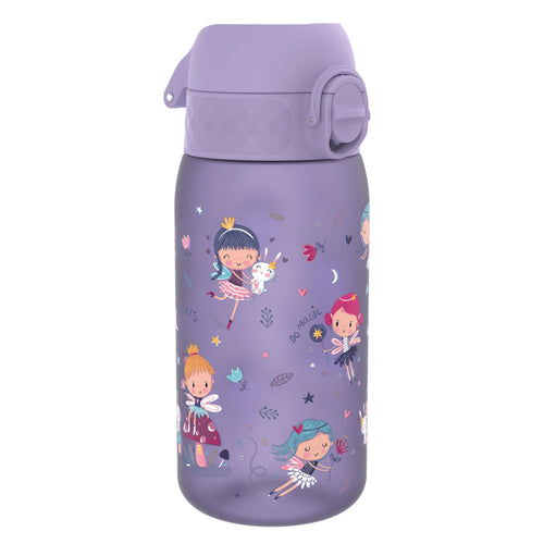 Ion8 leak-proof kids water bottle with fairy design, 350ml Recyclon water bottle for children, durable and eco-friendly.