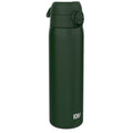 Dark green ION8 leak-proof slim thermal water bottle, 500ml insulated steel bottle with a sleek, modern design.