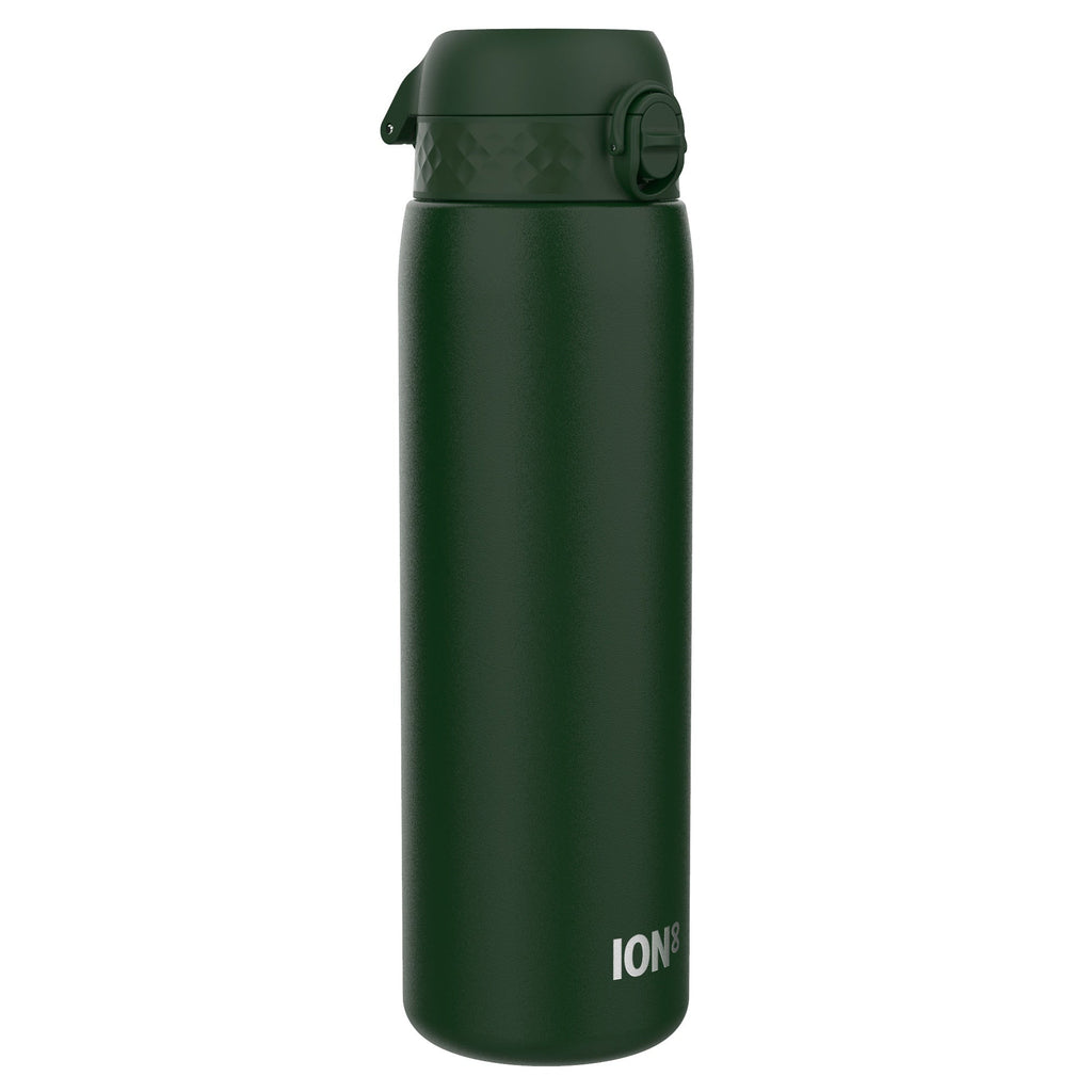 Ion8 1L dark green insulated steel water bottle, leak-proof thermal bottle for hot and cold beverages.