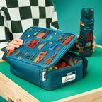 Insulated kids' lunch bag with automobile print from ION8, medium size, featuring a colorful vehicle design for children.