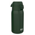 Dark green ION8 insulated steel water bottle with leak-proof design, 320ml capacity, perfect for keeping beverages hot or cold