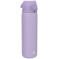 Ion8 stainless steel leak-proof slim water bottle in light purple, 600ml (20oz), featuring a sleek design and secure lid.