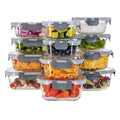 Set of 12 Igluu Meal Prep glass food storage containers with airtight lids in assorted sizes, ideal for meal prep and food storage.