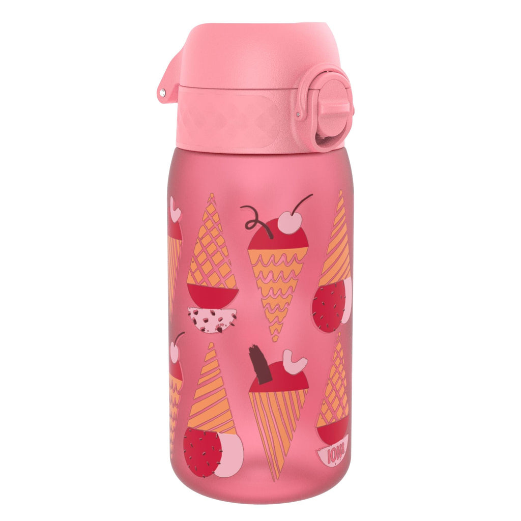 Ion8 leak-proof kids' water bottle with ice cream design, 350ml Recyclon water bottle for children, durable and reusable.