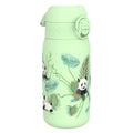 Insulated ION8 steel water bottle with panda design, leak-proof, thermal, 320ml capacity, ideal for hot and cold drinks