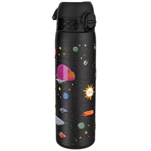 ION8 leak-proof slim thermal water bottle with spaceship design, 500ml insulated steel bottle for hot and cold beverages.
