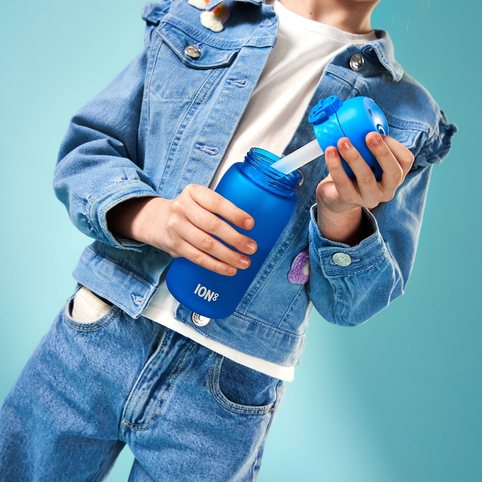 Small straw for 300ml-400ml ION8 bottles, add-on accessory, compatible with ION8 water bottles, made of durable material.
