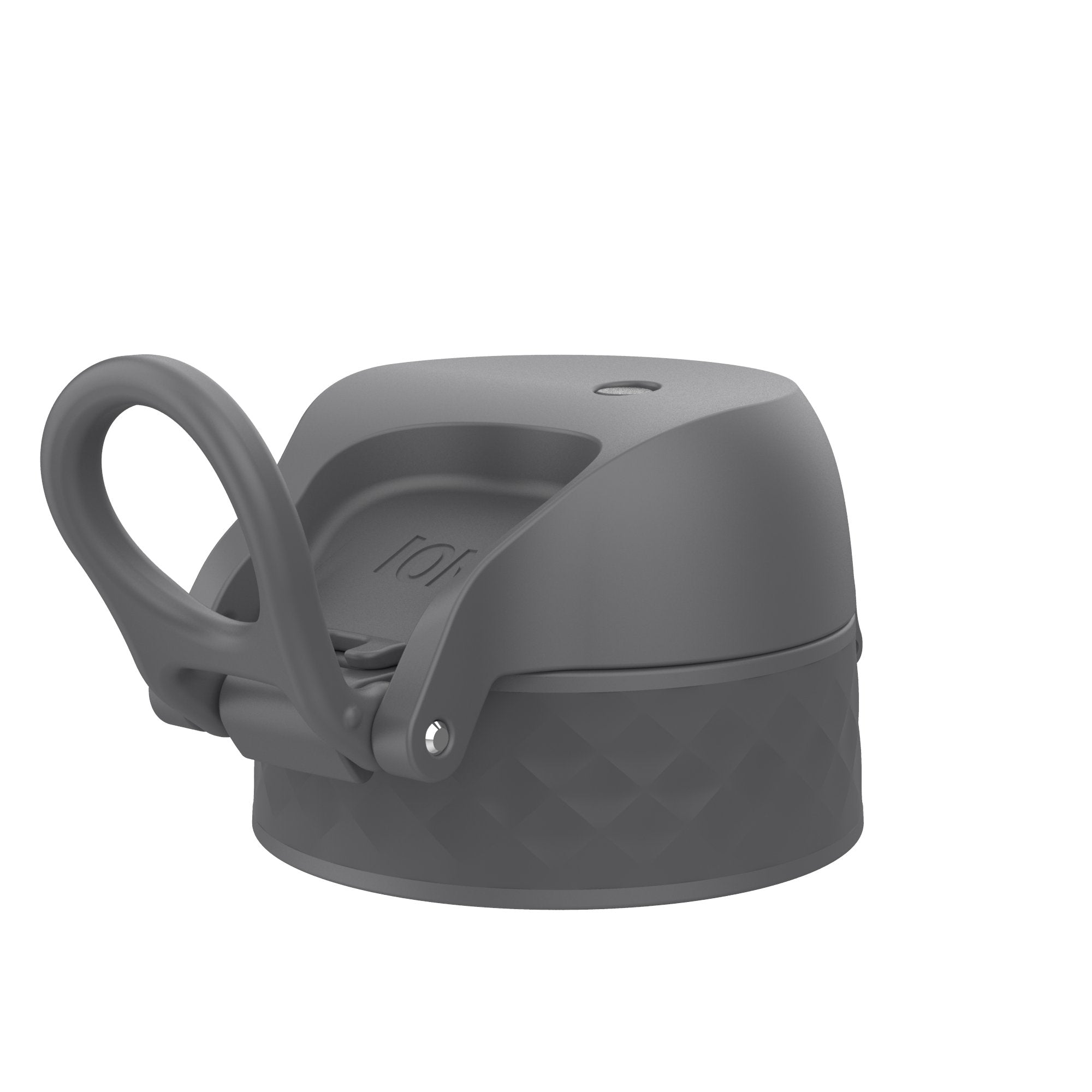 Gray leak-proof water bottle replacement lid by ION8, suitable for small to medium bottles, designed for secure sealing and easy drinking