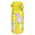 Ion8 stainless steel kids water bottle with yellow unicorn design, leak-proof 400ml (13oz) water bottle for children