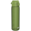 Recyclon Leak Proof Slim Water Bottle by ION8 in khaki green, 500ml (18oz), showing the sleek, eco-friendly design.