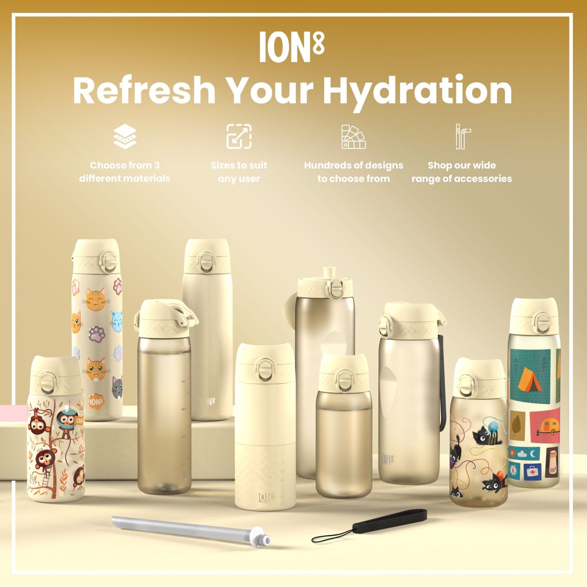 ION8 Recyclon Leak Proof Kids Water Bottle with Bugs Life design, 350ml (12oz) recyclable water bottle for children.