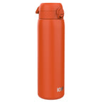 ION8 stainless steel 1-liter water bottle in Hearty Orange, leak-proof design, durable and ideal for outdoor hydration.