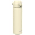 Ion8 stainless steel leak-proof slim water bottle in creamy white, 600ml (20oz), featuring a sleek design and secure lid.