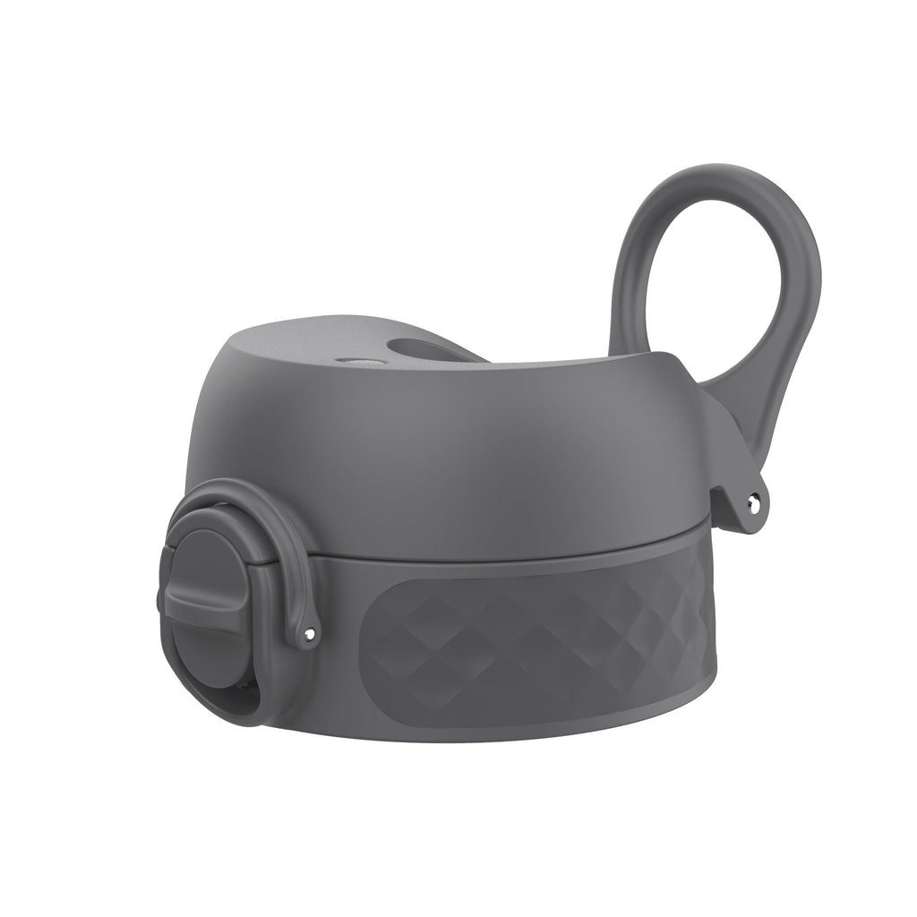 Grey leak-proof water bottle replacement lid for large ION8 water bottles, designed for secure, spill-free hydration.