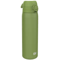 Ion8 leak-proof stainless steel water bottle in khaki green, 600ml (20oz), with slim design and durable construction.