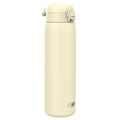 Ion8 leak-proof 1L stainless steel water bottle in creamy white, durable and portable for everyday hydration.