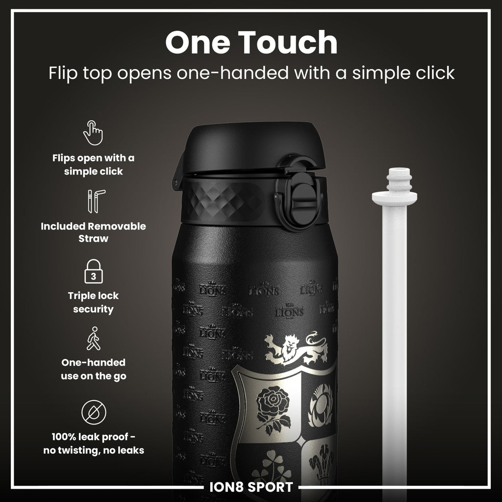 British & Irish Lions Lions X ION8 insulated steel water bottle, 750ml, with Lions branding and stainless steel construction