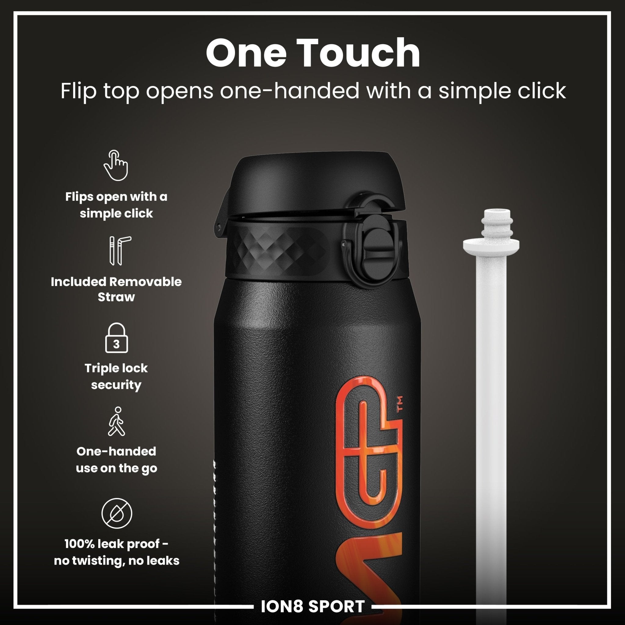 ION8 insulated steel water bottle featuring MotoGP branding and calendar, 750ml capacity, with a sleek silver finish and screw-on lid.
