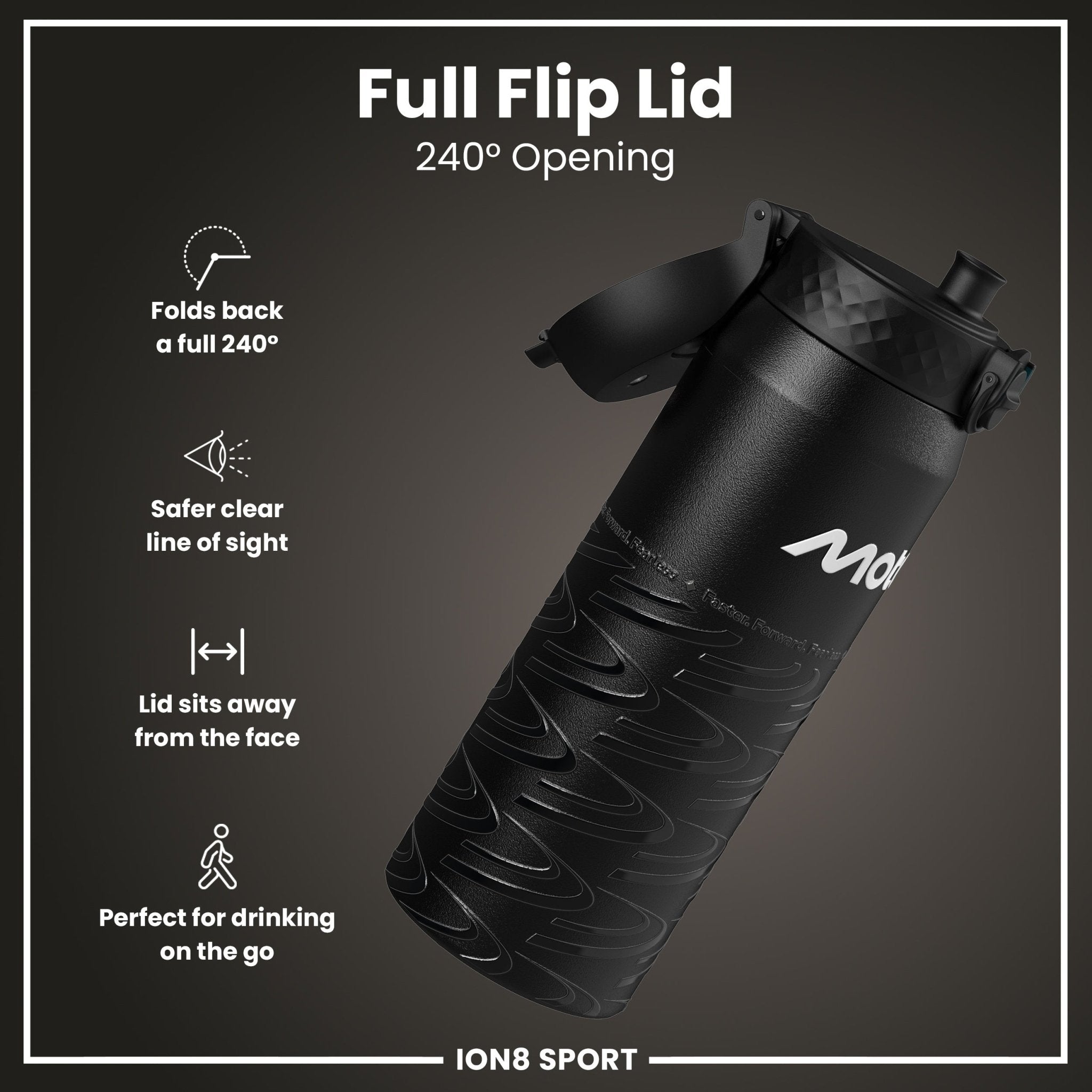 ION8 MotoGP x Insulated Steel Water Bottle, 750ml, featuring MotoGP branding and a sleek stainless steel design.