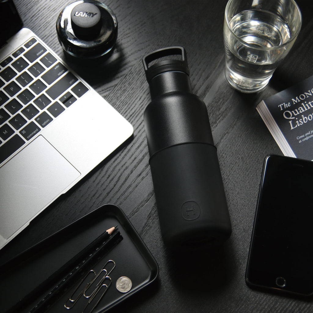Black-Ink black 16 oz bottle by HYDY, showing the sleek black ink container with a screw cap and label on a white background.