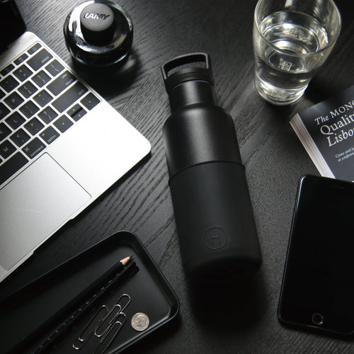 Black-Ink black 16 oz bottle by HYDY, showing the sleek black ink container with a screw cap and label on a white background.