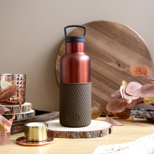HYDY Canyon Copper-Mocha 16 oz bottle with a sleek copper-mocha finish, featuring a durable design and secure lid.