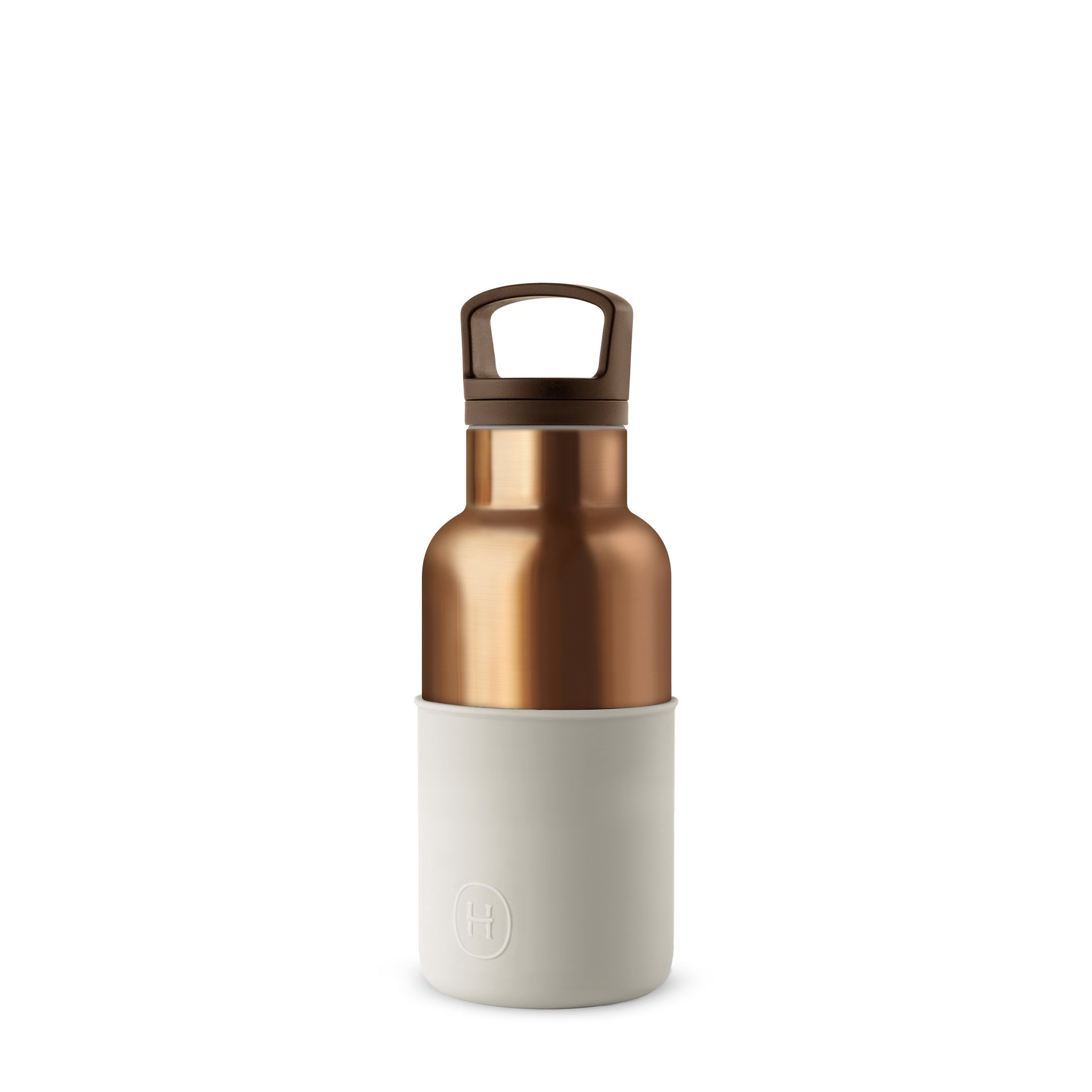 HYDY Bronze Gold-Eucalyptus 12 oz bottle featuring a sleek design with eucalyptus illustrations on a metallic bronze and gold finish.