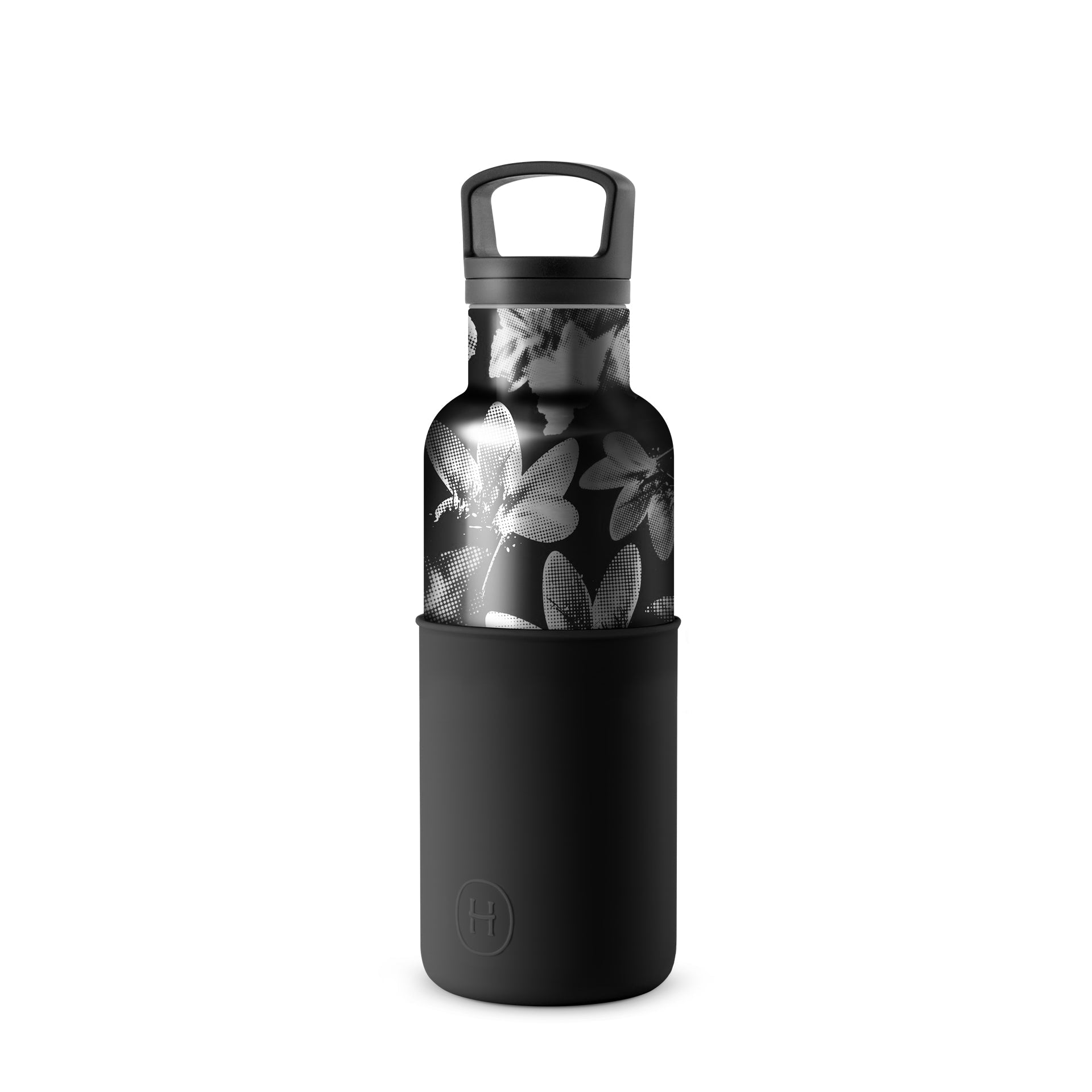 Black halftone-ink bottle by HYDY, 16 oz size, shown in a clear plastic bottle with a black screw cap, suitable for printing or art projects.