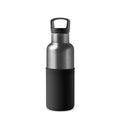 Titanium grey and ink black HYDY 16 oz bottle, durable plastic container with a secure screw cap, ideal for beverages.