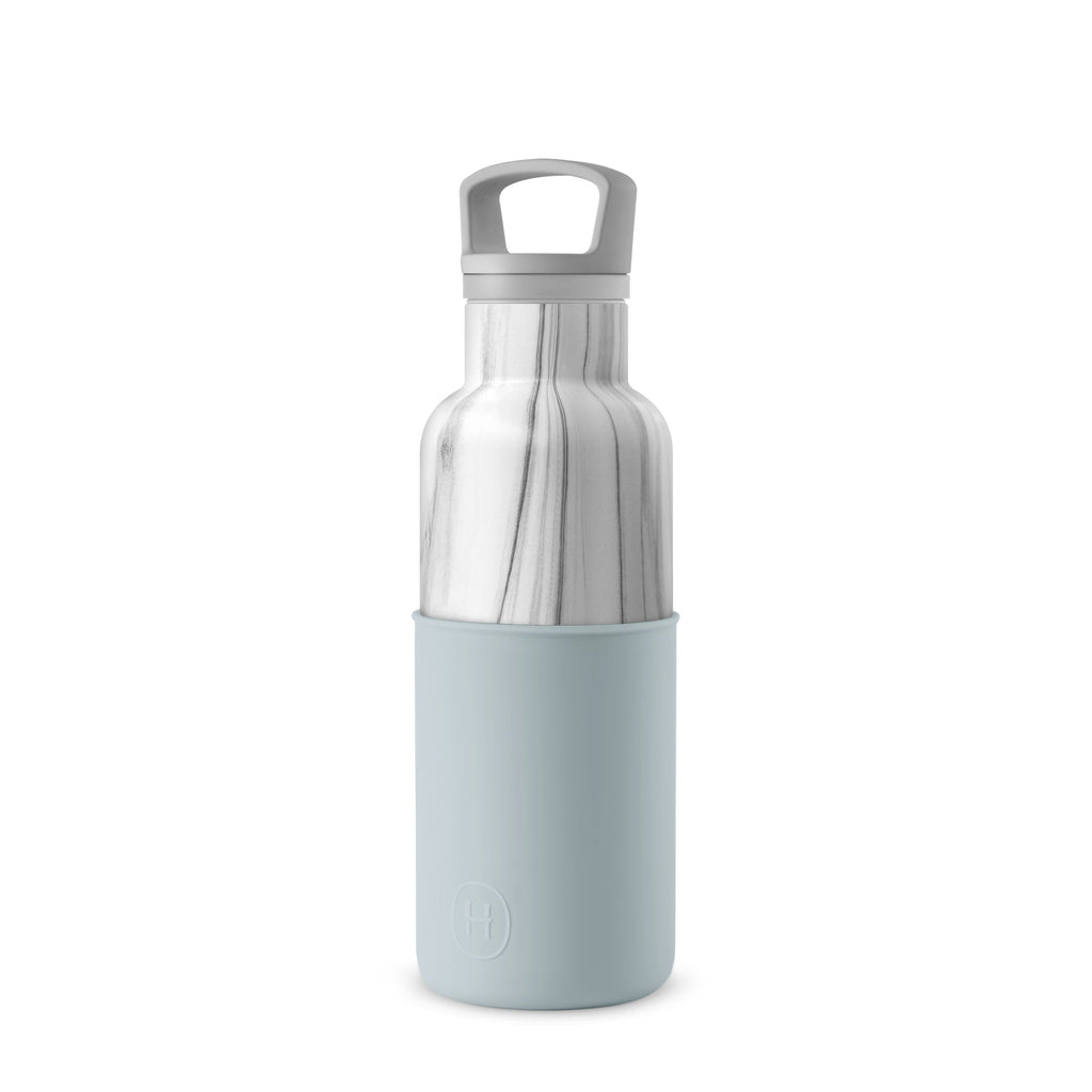 White marble Cumulus 16 oz bottle by HYDY, featuring a sleek design with a marble pattern and durable construction.