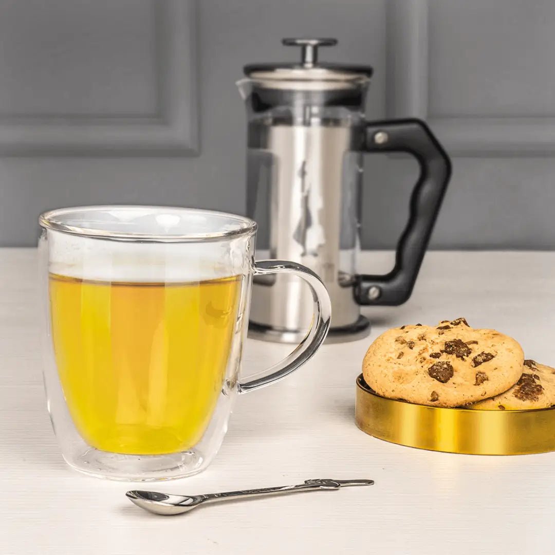 Bialetti Brew Italia Capri double-walled glass mugs with handles, 350ml, set of 2, showcasing clear glass design and handles