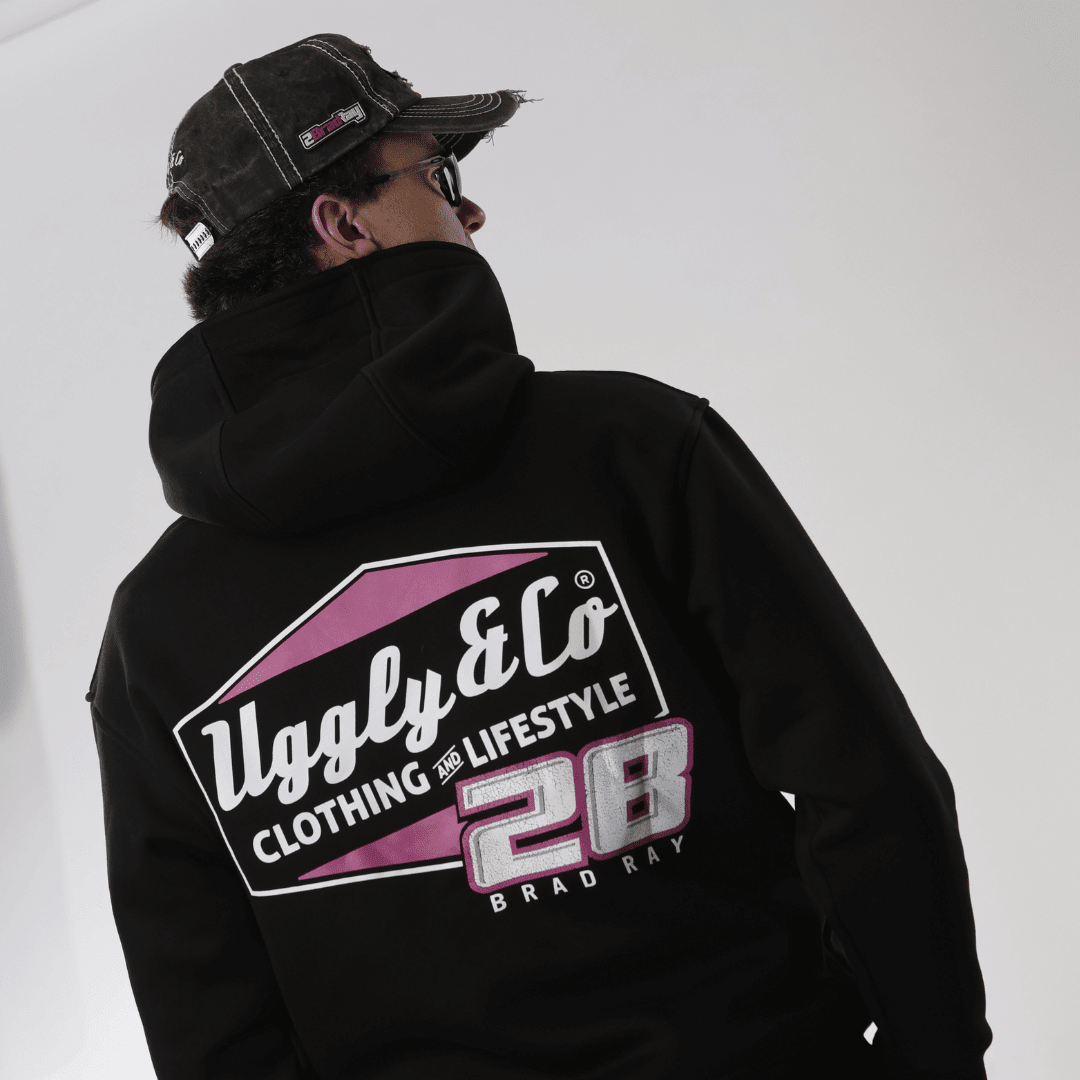 Uggly and Co diamond trucker hat featuring Bradley Ray #28 racing design on a stylish cap with mesh back and adjustable strap.