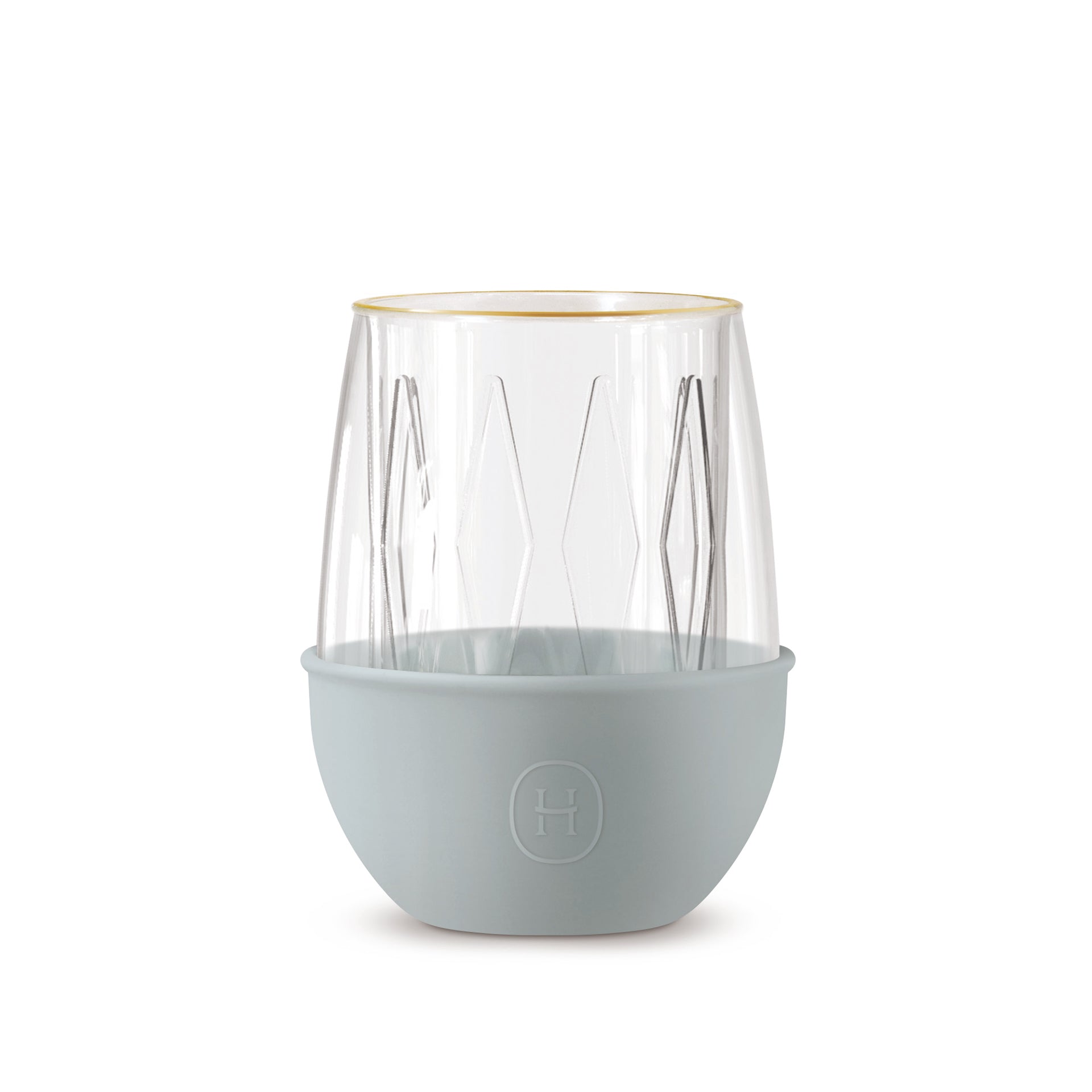 HYDY Diamonds & Cumulus 8 oz glass with clear, textured design and smooth rim, perfect for beverages or decorative use.