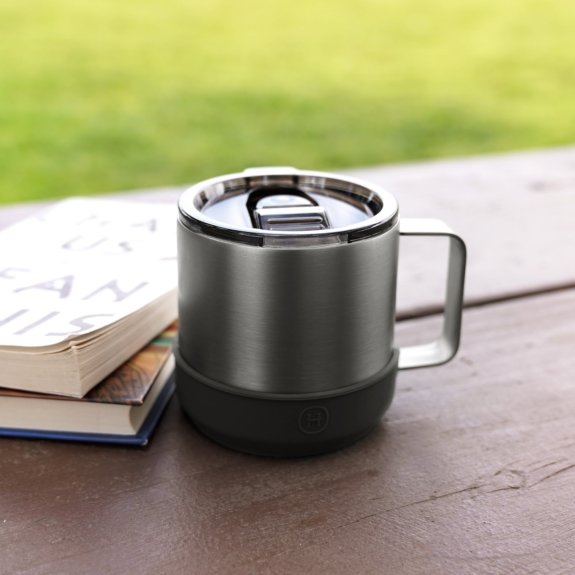 Titanium Grey camp mug-Ink Black 10 OZ-2