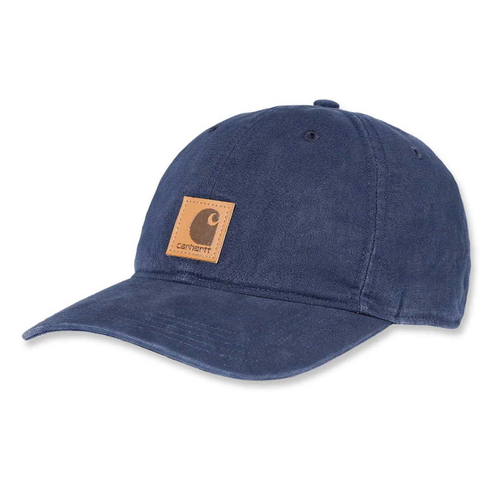 Carhartt Odessa logo cap in various colors, casual workwear headwear with adjustable strap and embroidered logo.