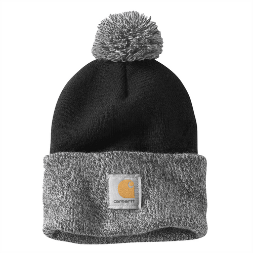 Carhartt women's knit beanie hat with pom-pom and cuff, stylish headwear from Workwear Nation Ltd.
