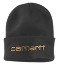 Carhartt knitted insulated beanie hat with logo graphic, cuffed design, ideal for workwear and cold weather.