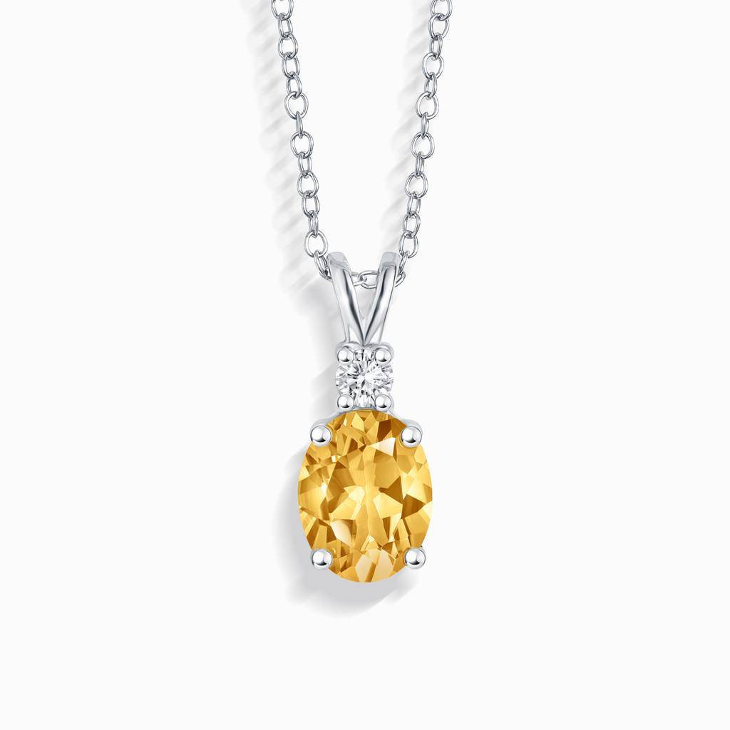 Natural Citrine Pendant Necklace in Sterling Silver