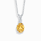 Natural Citrine Pendant Necklace in Sterling Silver