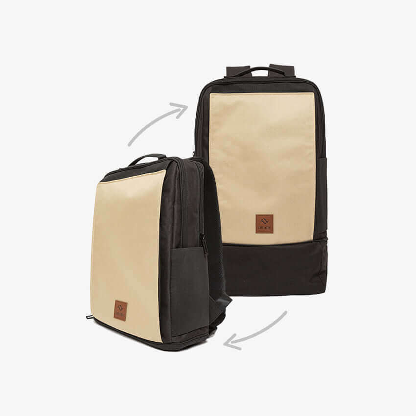 DRiiBE CITYC 2-in-1 travel backpack in beige with sleek design and multiple compartments, ideal for everyday use and travel.