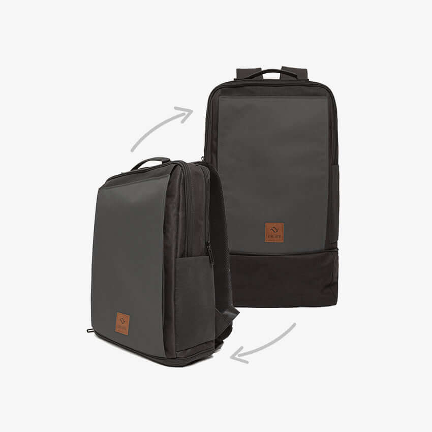 Grey CITYC DRiiBE 2-in-1 backpack with wet road design, featuring multiple compartments and adjustable straps for laptop storage.