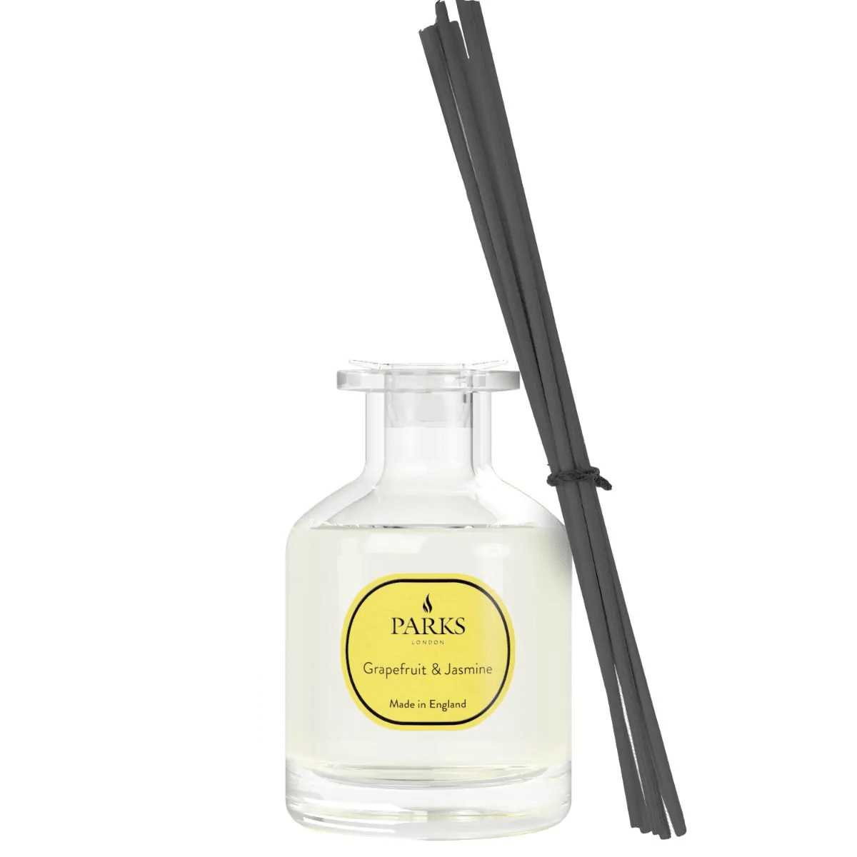 Parks Candles grapefruit and jasmine reed diffuser 100ml with glass bottle and natural reed sticks.