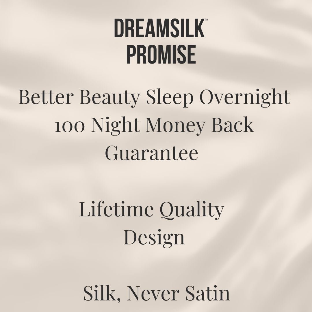 Bronze silk skinny scrunchie from DREAMSILK showing smooth, shiny silk fabric wrapped around a slim elastic band.