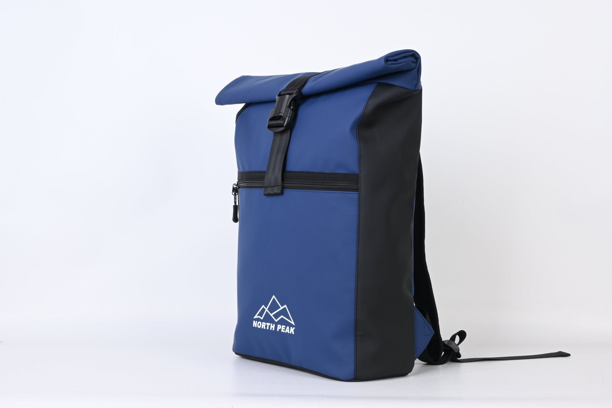 North Peak Blaze Backpack with multiple compartments and padded straps, ideal for outdoor adventures or daily use.