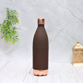 Pure copper Atlas Silk bottle in brown color, 1000 ML capacity, by SAMA Homes, showcasing its sleek, polished design and rounded shape.