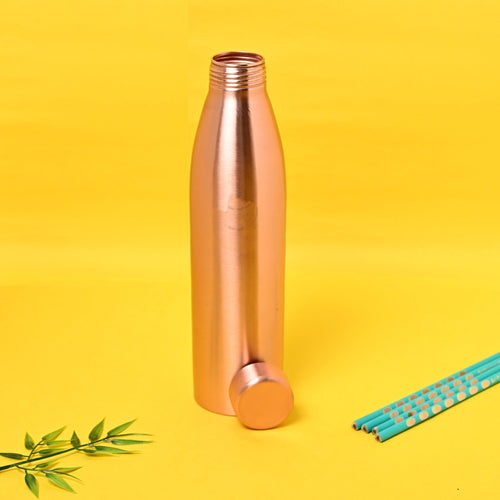 Pure copper hydration bottle with antibacterial coating, 1L capacity, matte finish, designed by SAMA Homes.