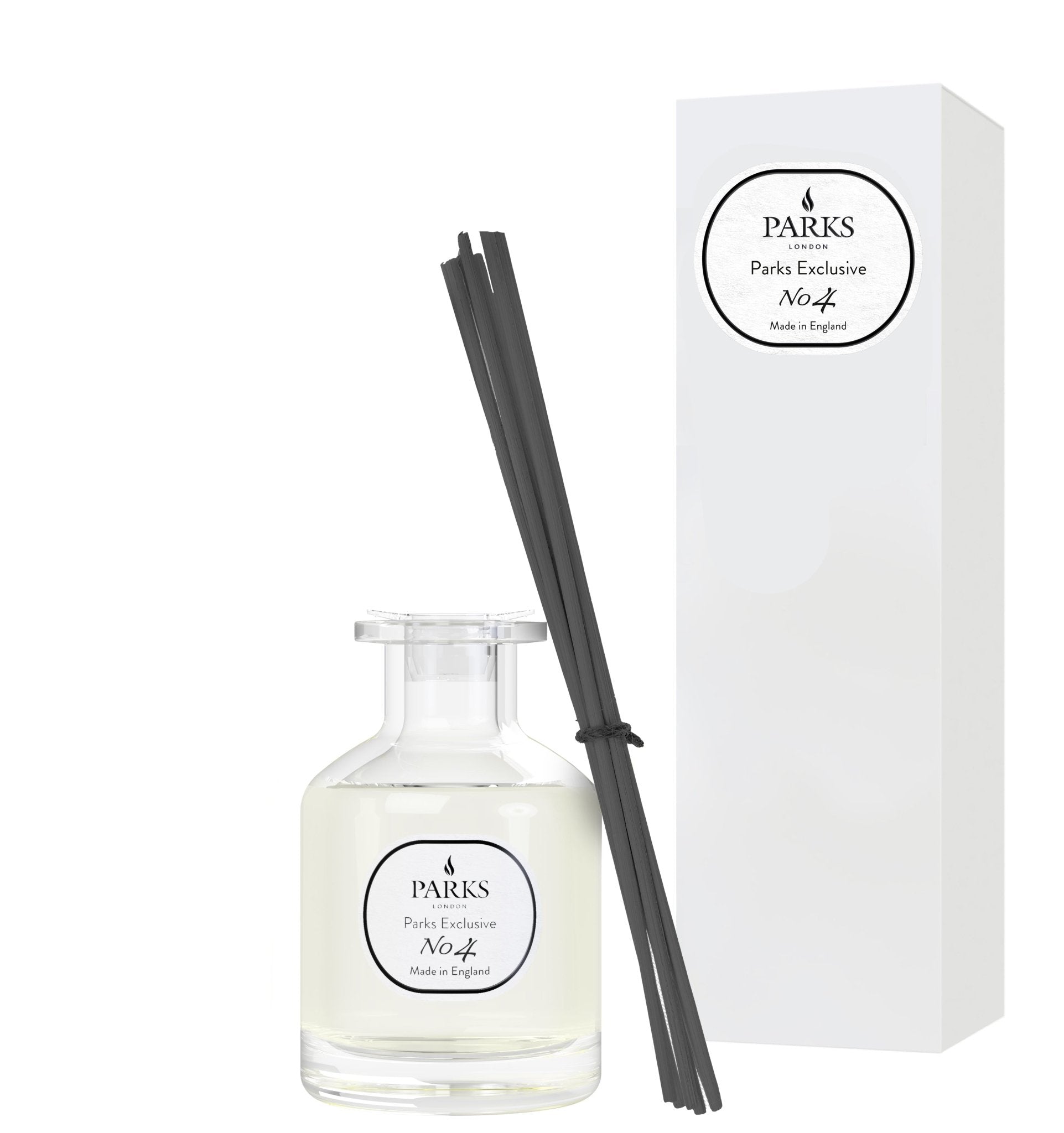 Reed diffuser by Parks Candles with passion flower, vanilla, and berries scent in a 100ml glass bottle.
