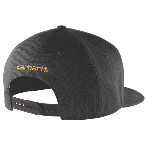 Carhartt 106665 Firm Duck flat brim cap, durable workwear headwear with a classic design, featuring a flat brim and sturdy fabric.