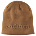 Carhartt knit embossed beanie in brown, stylish headwear from Workwear Nation Ltd, featuring textured design and warm, comfortable fit.